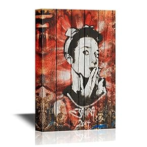 Canvas Wall Art - Graffiti with Woman - Gallery Wrap Modern Home Art | Ready to Hang - 12x18 inches
