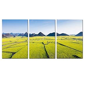 3 Panel Rustic Landscape Painting Wall Decor for...