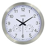 Hippih 10 Inch Silent Non-ticking Wall Clock- Metal Frame Glass Cover