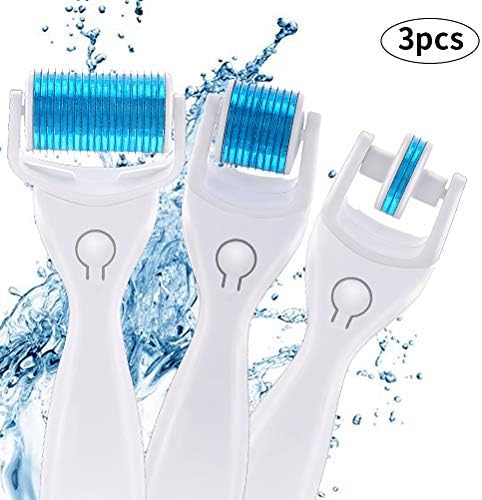 3 in 1 Derma Roller 0.25mm 0.5mm 1mm Micro Needle Roller Titanium| for Facial Skin Internal Regeneration Anti Ageing Wrinkle Cellulite Scar Removal Stretch Mark Removal Treatment