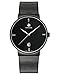 WWOOR Men's Analog Quartz Watch Waterproof Sport Steel Mesh Strap Thin Wristwatches Auto Date Black