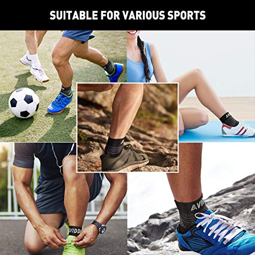 AVIDDA 2 Pack Ankle Support Brace for Men and Women, Compression Sleeve Socks for Plantar Fasciitis, Sprained Ankle, Ligament Damage, Achilles Tendonitis, Sports, Running - Black M