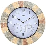 Lilyshome 14-Inch Faux-Stone Indoor or Outdoor Wall Clock with Thermometer and Hygrometer (Stone)