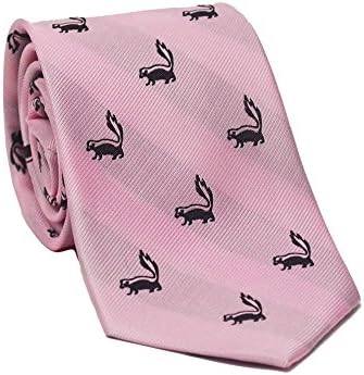 SummerTies Skunk Necktie - Black on Light Pink, Woven Silk, Extra Long