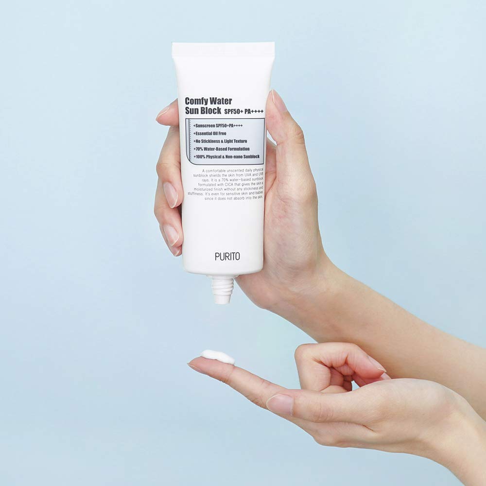 [UNSCENTED] PURITO Comfy Water Sun Block SPF50+ PA++++ 60ml/ 2 fl.oz EWG All Green Ingredients, 100% physical sunscreen, UVA1,2 UVB, Broad spectrum,Lightweight,Essential Oil Free: Beauty