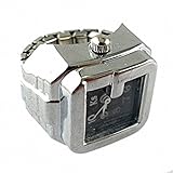 YouYouPifa Fashion Elegant Square Quartz Finger Ring Watch (Black)