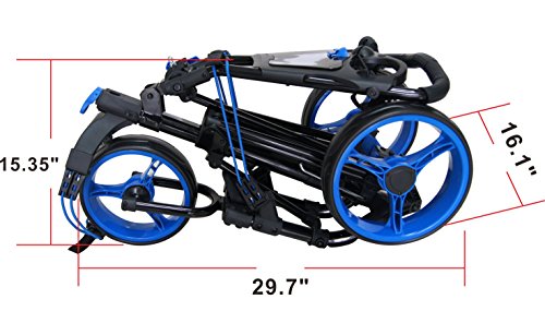 Qwik Fold 3 Wheel Push Pull Golf Cart - Patented one Second cart Open and Close Technology for Easiest Operation, Convenient Brake System, Durable Frame Design...