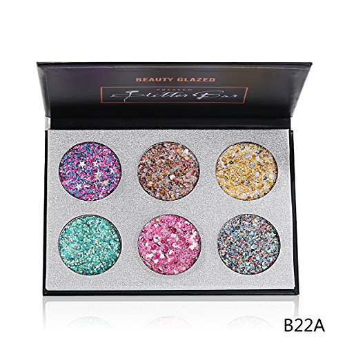 image for BG The PRESSED Glitter Bar B22A | BEAUTY GLAZED 6 Color Pressed Glitte