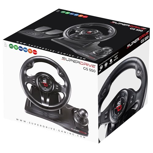 SUBSONIC Superdrive - GS550 steering wheel with pedals, paddles, shifter, vibration racing wheel for Switch 2, Switch, Xbox Serie X/S, PS4, Xbox One, PC