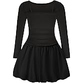 EXARUS Girls Dress Off The Shoulder Bodycon/Bubble Long Sleeve Teen Ruched Valentine Dance Formal Prom Tween Dresses