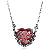 CYUKG Skull Hand Necklace for Women Skeleton Hand Heart Pendant Necklace Halloween Gothic Rock Cosplay Party Jewelry