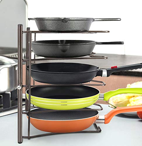 Kitchen Cabinet Cookware Organizer Rack Lid Hodlder for Pans, Pots, Lids and Cast Iron,Vertical or Horizontal Placement, Bronze(Assembly Required)