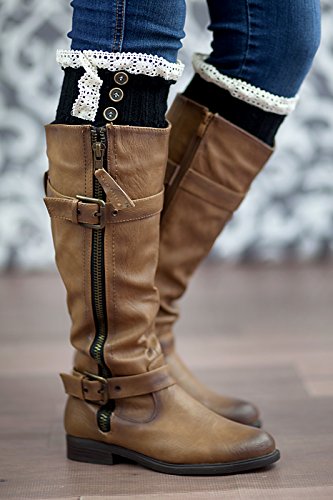 Boot Cuffs Vintage 3 Button Style Women's Boutique Socks Brand by Modern Boho Black