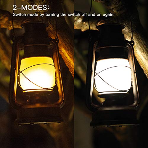 Flame Light Vintage Lantern, Antiqued Copper Flickering 2 Lighting Mode White and Flame Effect, Battery Operated Decorative Hanging/Table Top Hurricane Lanterns for Outdoor Indoor