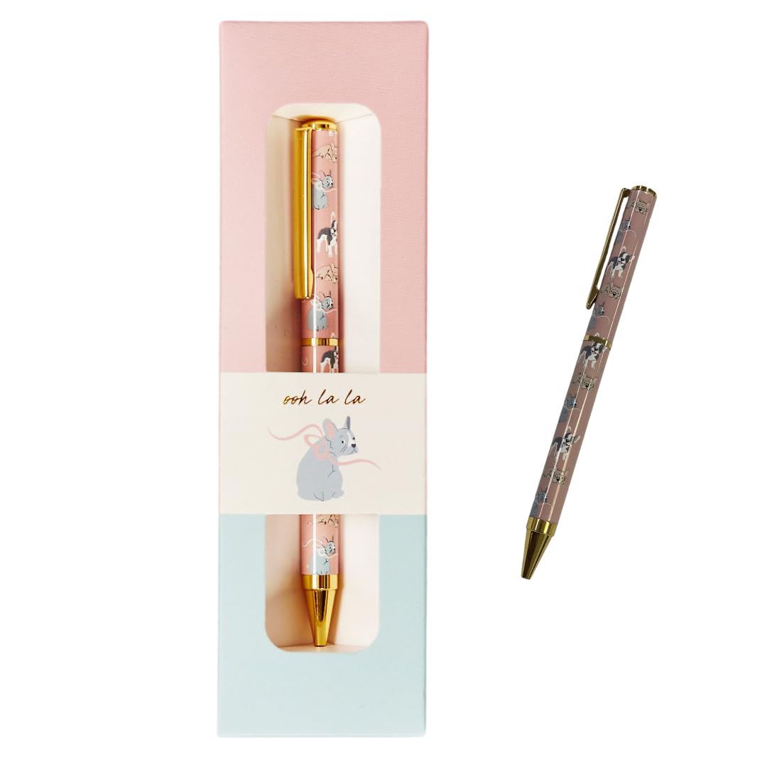 P Dot Wolf Cute Creations French Bulldog Dog Pen in Gift Box - Premium Black Writing Pen with Adorable French Bulldog Design, Gold Accents | Perfect for Dog Lovers, Gifts