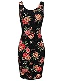 Floral Print Sleeveless Body Con Dress Black Size M
