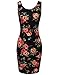 Floral Print Sleeveless Body Con Dress Black Size M