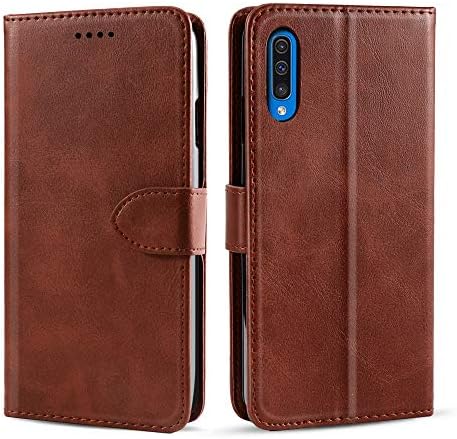 KALLOWLY for Samsung Galaxy A30s A50s Leather Case,Premium Leather Wallet Case with [Kickstand] [Card Slots] [Magnetic Closure] Flip Notebook Cover Case for Samsung Galaxy A30s A50s (Brown)