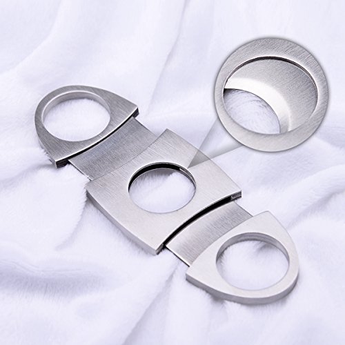 BS Cigar Cutter and Lighter Set, Cigar Punch Lighter Triple Jet Flame Butane Cigarette Torch Lighter (Silver)