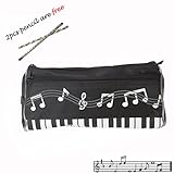 MAXCURY Waterproof Zipper Large Capacity Stationery Pen Pencil Bag For Student Or Business People (Music Black)