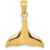 FB JEWELS Solid 14K Yellow Gold Solid Polished Open-Backed Whale Tail Pendant