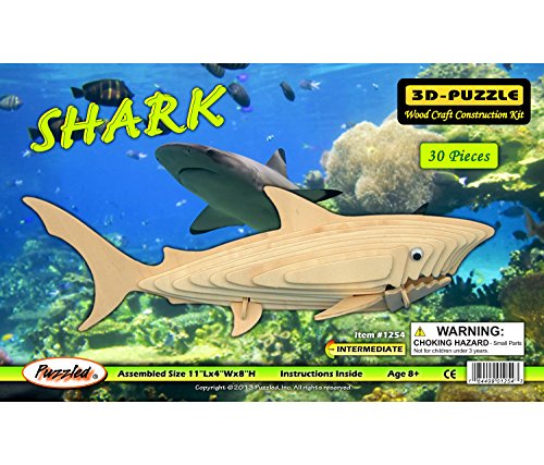 Puzzled Shark 3D Natural Wood Puzzle