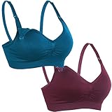 BAOMOSI 2Pack Womens Maternity Nursing Bra for Breastfeeding Comfort Seamless Padded Bras Red Blue XL
