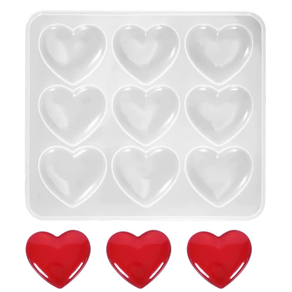 MBUYGYUO Love Heart Resin Moulds 9 Cavity Small Handmade Casting Epoxy Resin Mold 3D Geometric Heart Silicone Moulds for DIY Jewelry Pendant Soap Gift Souvenir Home Decoration