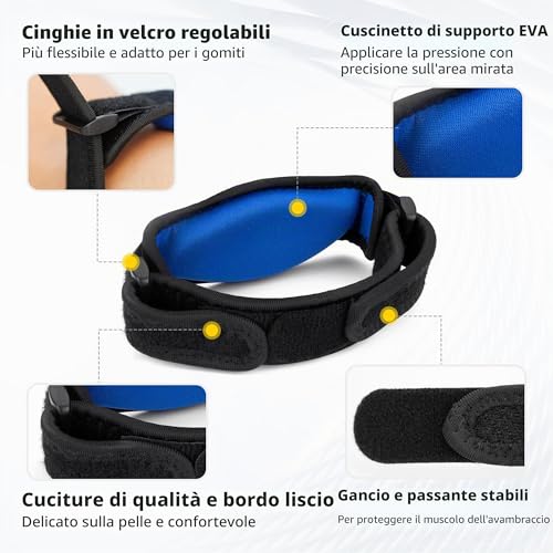 CAMBIVO 2 Pieces Adjustable Epicondylitis Elbow Brace Epicondylitis Elbow Brace Epicondylitis Band with EVA Pad for Tennis Elbow, Relieve Tendonitis and Arthritis, Fitness