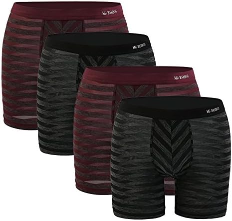 MU BAMBOO Thin Breathable Soft Boxer Briefs Plus Size Mens Boyshorts Multipack Trunks-Underwear