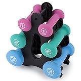 Set of 3 Pairs of Neoprene Body Sculpting Hand Weights with Stand by Crown Sporting Goods