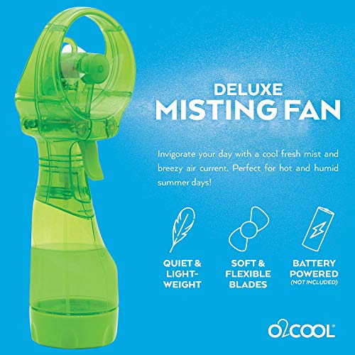 O2COOL Deluxe Handheld Battery Powered Water Misting Fan (Green