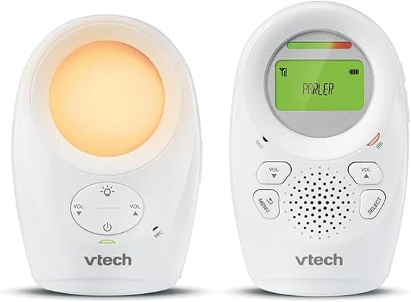 VTech BM1211 Baby-Audioüberwachungsmonitor, klare Klang- und Sicherheitsübertragung, Lange Reichweite, 5-stufiger Lautstärkeregler, Nachtlicht, Babysprechfunktion, Gürtelclip