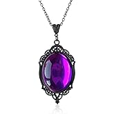 bike8 Gothic Stardust Crystal Cameo Necklace for Women Vintage Crystal Pendant Necklace Punk Dark Vampire Necklace Halloween Holiday Jewelry