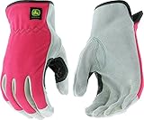 West Chester John Deere JD00016 Split Cowhide Leather Palm Work Gloves: Pink, Women's Small/Medium, 1 Pair