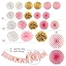 Premium Baby Shower Decorations for Girl Bundle & Large Its a Girl Pre-Strung Banner, Pink and Gold decoration Set + Free Printable Games Ebook by Junibel