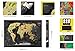 Travel Scratch Off Map of the World with outlined US States | Gold Personalized Wall Map Poster | Deluxe Gift for Travelers | BONUS Adhesive Stickers + Scratching Tool + Wiping Cloth + Traveling eBook