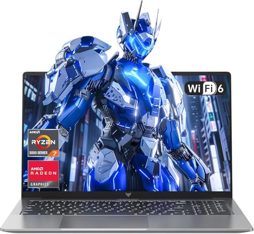 Tivique 2026 Laptop 15.6 Inch, Laptop Gamer with Ryzen 7 5700U (up to 4.3GHz) 8C/16T, 16GB RAM DDR4*2 + 512GB SSD M.2, 1080 FHD, BT5.2, USB3.2, Type-C, HDMI, Fast 65W, WiFi 6