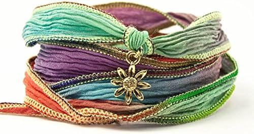 Daisy Jewelry Wrap Bracelet - Ribbon Color: MOCHA PURPLE FLASH 262