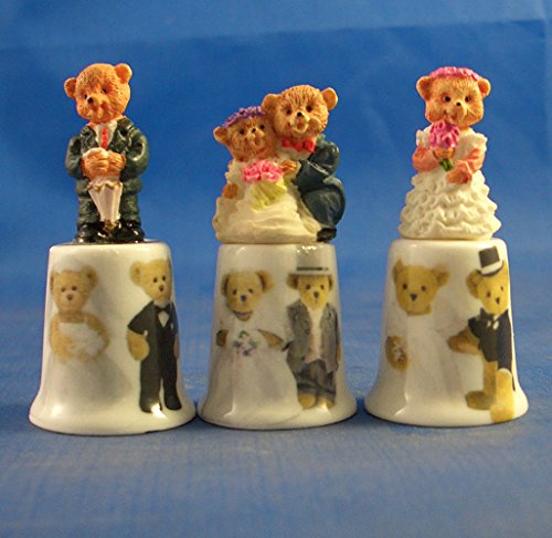 Porcelain China Collectable - Set of Three Thimbles - Model Top Wedding