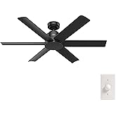 Hunter 52 inch Outdoor or Indoor Ceiling Fan No Light - Black Ceiling Fan without Light, For Patio, Porch, Garage, or Living 