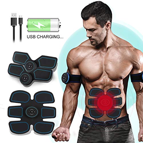 UNOSEKS Abs Stimulator Muscle Toner, Abdominal Toning Belt, USB Charging Portable AB Machine, EMS Training Home Office Fitness Equipment for Abdomen/Arm/Leg Training Men Women