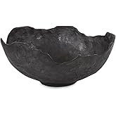 Howard Elliott Collection Aged Bronze Decorative Bowl, Matte Gray Aluminum Broken Edge Sculpted Bowl for Table Centerpiece, L