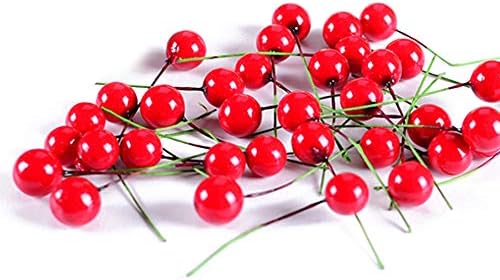 200pcs Artificial Red Cherry berry Christmas Berry Decorations Artificial Small Berries Berry Hanging DIY Ornaments for Home Holiday Festival Party Gift Decoration