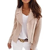 DEPENSL Women's Faux Leather Jackets Suede Spring Trendy Outfits 2025 Fall Zip Up Cropped Moto Jakcet Outerwear