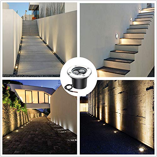 3W LED in Ground Lights, Well Light, Outdoor Landscape Lights, Pathway Lights, Warm White, Waterproof IP67 DC 12V 24V Low Voltage Outdoor Spotlights for Driveway, Deck, Step, Garden Lights (8 PACK) - Thumbnail 5