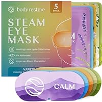 Body Restore Heated Eye Mask for Dry Eyes 5 Pack - Self Heating Warm Compress, Christmas Stocking Stuffers, White Elephant, Birthday Gifts for Women, Men, Stye Eye Treatment, Relaxation - Variety