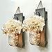 HABOM Mason Jar Sconce Rustic Home Wall Decor with LED Fairy Lights - Handcrafted Hanging Mason Jar Sconces (Set of 2)