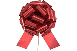 HSXJJ 9 Inch Large red Gift Bow,5pcs Large Pull Bow Gift Wrapping, Wreath Decor, Anniversary, Gift Baskets, Christmas, Spring & Summer Events, Party Decorations (Red)