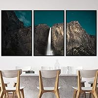 3 Piece Framed Canvas Wall Art Mountain and Waterfalls Canvas Prints Home Artwork Decoration for Living Room,Bedroom - 16